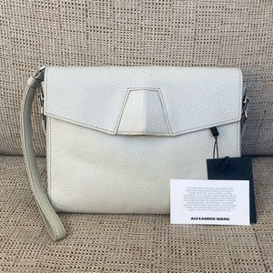 Alexander Wang White Pebbled Leather Wristlet Crossbody Bag